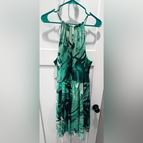 New York & Company Teal Abstract Midi Dress - Picture 2 of 5